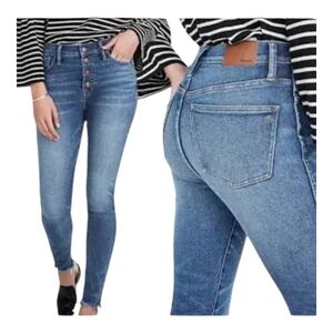 Madewell Womens Jean 10" High Rise Button Fly Raw Hem Skinny Stretch Size 27 EUC